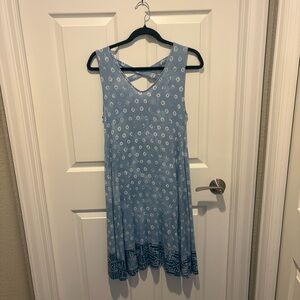 Style & Co. Light Blue Petite Sleeveless Printed Dress